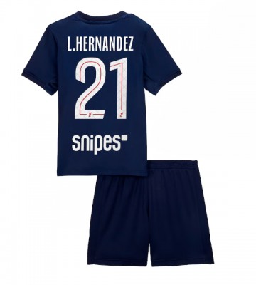 Paris Saint-Germain Lucas Hernandez #21 Replik Heimtrikot Kinder 2025-26 Kurzarm (+ Kurze Hosen)